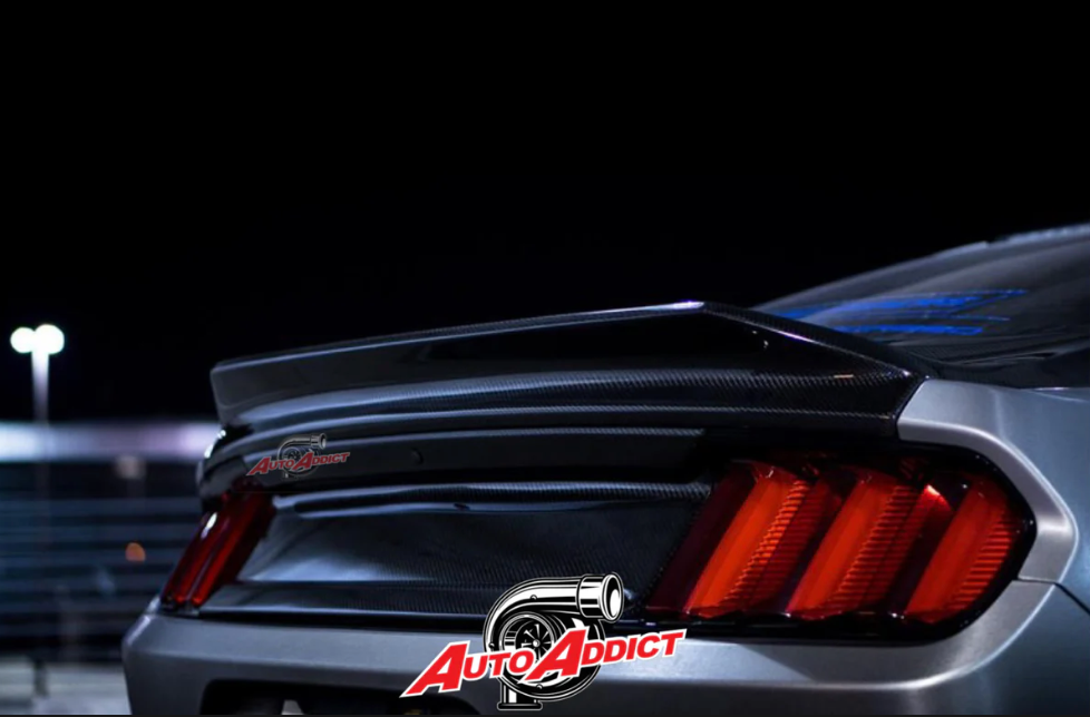 AutoAddict 2015-2022 MUSTANG DOUBLE SIDED CARBON FIBER TYPE-ST DECKLID WITH INTEGRATED SPOILER